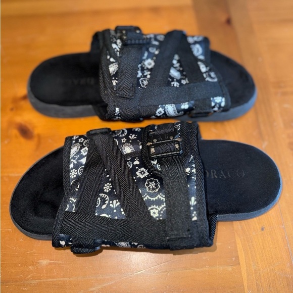 Draco Slides Bandana Mens 11/12 Black White Adjustable Strap Comfort Casual Luxe main image 4